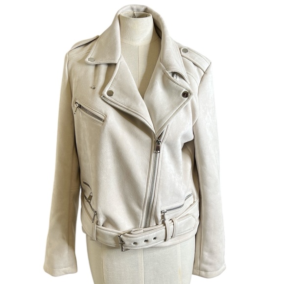 Philosophy Cream Faux Leather Jacket – Biker Style - Picture 1 of 9